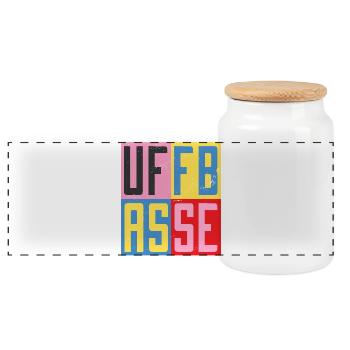 Uffbasse Design - Panoramic Cookie Jar with Wooden Lid - white - Front