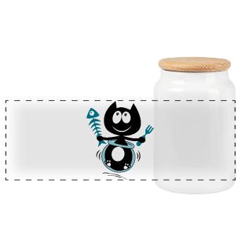 Zut j'ai mangé le poisson ! Humour drôle de chat ! - Boîte à biscuits avec couvercle en bois - blanc - Devant