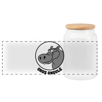 Hippo Texte - Boîte à biscuits avec couvercle en bois - blanc - Devant