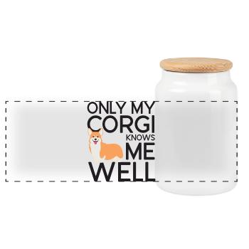 Seul mon Corgi me connaît bien - Boîte à biscuits avec couvercle en bois - blanc - Devant