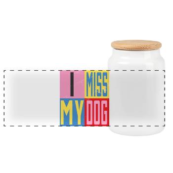 Mon chien me manque - Boîte à biscuits avec couvercle en bois - blanc - Devant