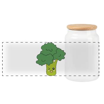 Kawaii Brocoli Légumes vegan - Boîte à biscuits avec couvercle en bois - blanc - Devant