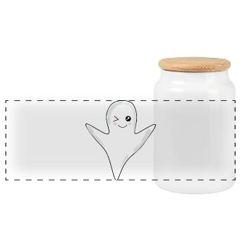 Kawaii Gespenst Geister Halloween Halloweenkostüm - Panorama Keksdose mit Holzdeckel - Weiß - Vorne