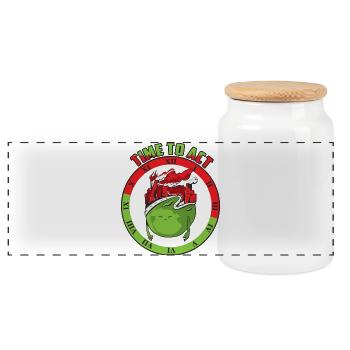 Climate change, time to act - Panoramic Cookie Jar with Wooden Lid - white - Front