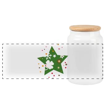 Poinsettia - Panoramic Cookie Jar with Wooden Lid - white - Front