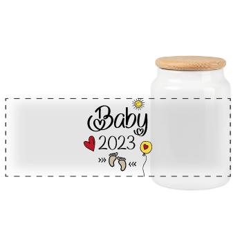 Baby 2023 - Panoramic Cookie Jar with Wooden Lid - white - Front