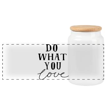 do what you love - Panoramic Cookie Jar with Wooden Lid - white - Front