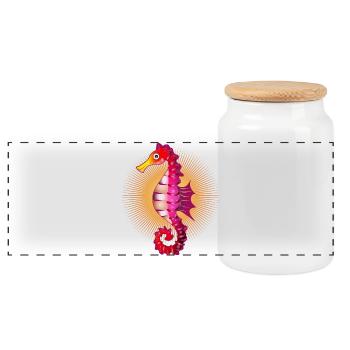 mignon hippocampe radieux dans le style comique - Boîte à biscuits avec couvercle en bois - blanc - Devant