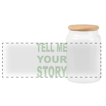 TELL ME YOUR STORY - Panorama Keksdose mit Holzdeckel - Weiß - Vorne