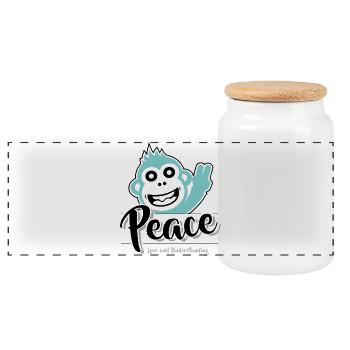 Peace love and understanding - Panoramic Cookie Jar with Wooden Lid - white - Front