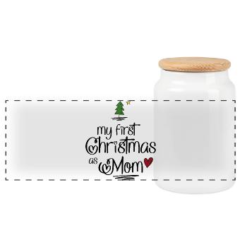 Mon premier Noël en tant que maman - Boîte à biscuits avec couvercle en bois - blanc - Devant