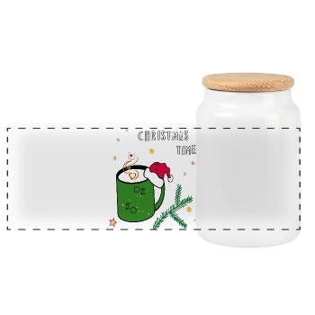Christmas, Christmas - Panoramic Cookie Jar with Wooden Lid - white - Front