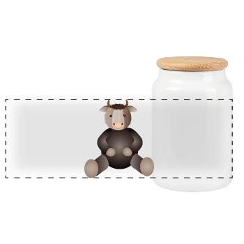 goldiger Ochse für Tierfreunde ein Must Have - Panorama Keksdose mit Holzdeckel - Weiß - Vorne