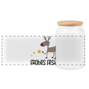 Noël - Boîte à biscuits avec couvercle en bois - blanc - Devant