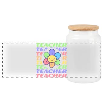 Design teacher - Panoramic Cookie Jar with Wooden Lid - white - Front
