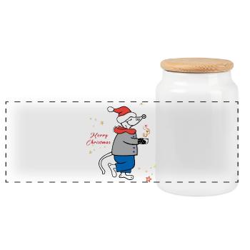 Merry Christmas, Advent - Panoramic Cookie Jar with Wooden Lid - white - Front