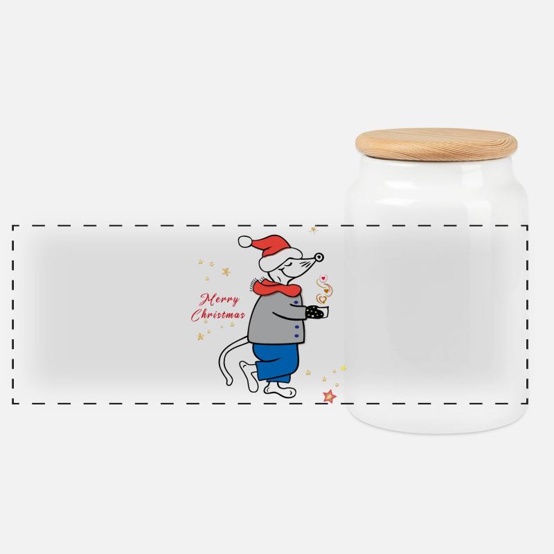 Merry Christmas, Advent - Panorama Keksdose mit Holzdeckel - Weiß