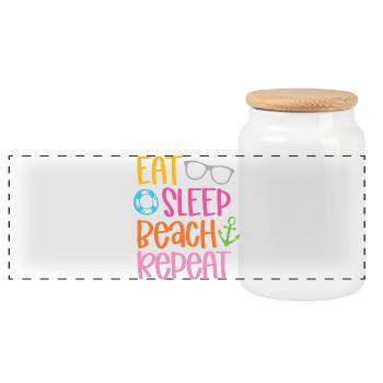 Manger dormir sur la plage répéter - Boîte à biscuits avec couvercle en bois - blanc - Devant