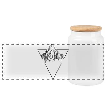 Mountain sketch - Panoramic Cookie Jar with Wooden Lid - white - Front