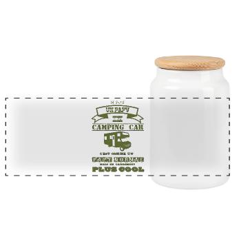 Je suis un papy en camping car vert type west - Boîte à biscuits avec couvercle en bois - blanc - Devant