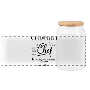 On m'appelle Chef, je cuisine comme un Dieu - Boîte à biscuits avec couvercle en bois - blanc - Devant
