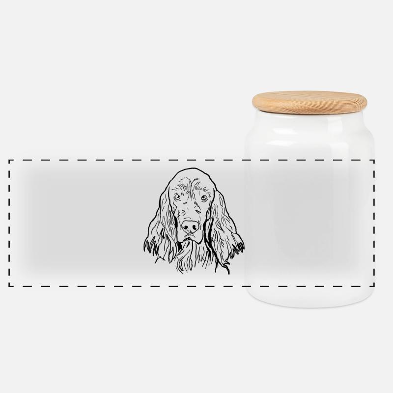 Irish Setter - Panorama Keksdose mit Holzdeckel - Weiß