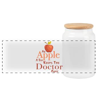 Une pomme par jour éloigne le médecin - Boîte à biscuits avec couvercle en bois - blanc - Devant