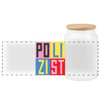 Polizist Design - Panorama Keksdose mit Holzdeckel - Weiß - Vorne