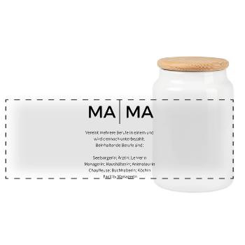 MAMA Job - Panorama Keksdose mit Holzdeckel - Weiß - Vorne