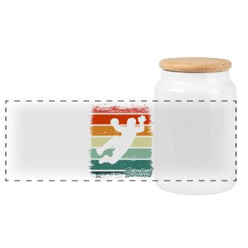 Handball Handball Player - Panoramic Cookie Jar with Wooden Lid - white - Front