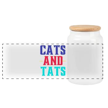 Chats et Tatouages – Typo Colorée - Boîte à biscuits avec couvercle en bois - blanc - Devant