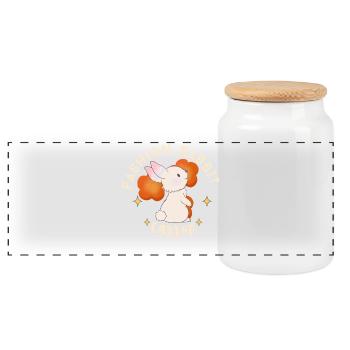 Rabbit Fashion Carrot Logo Tee - Panoramic Cookie Jar with Wooden Lid - white - Front