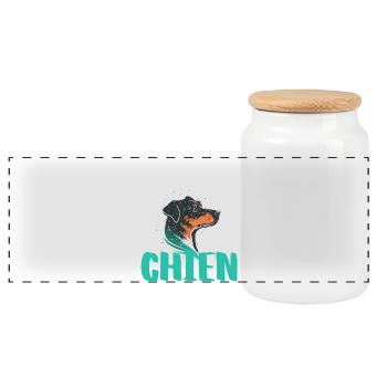 Papa Chien - Illustration Canine Colorée Moderne - Boîte à biscuits avec couvercle en bois - blanc - Devant