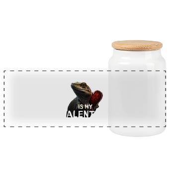 Lézard Valentine Cœur - Boîte à biscuits avec couvercle en bois - blanc - Devant