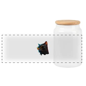 Beste Neon-Katzen-Mama - Panorama Keksdose mit Holzdeckel - Weiß - Vorne