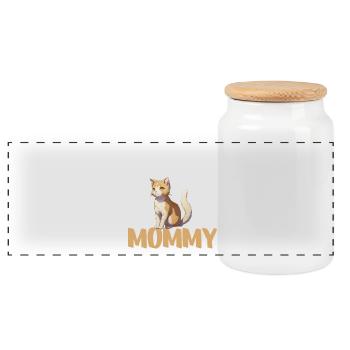 Orange Mama-Katze - Panorama Keksdose mit Holzdeckel - Weiß - Vorne