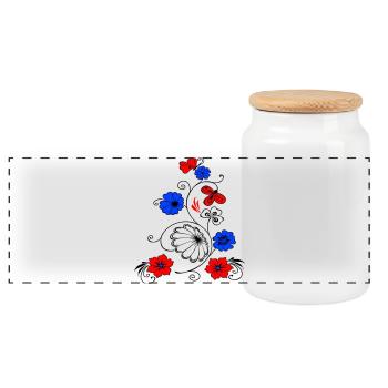 Blumenranke mit Schmetterling - Panorama Keksdose mit Holzdeckel - Weiß - Vorne