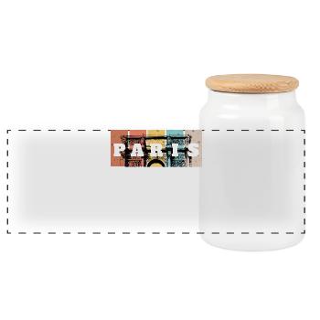 Paris Pop Art Grid - Panoramic Cookie Jar with Wooden Lid - white - Front