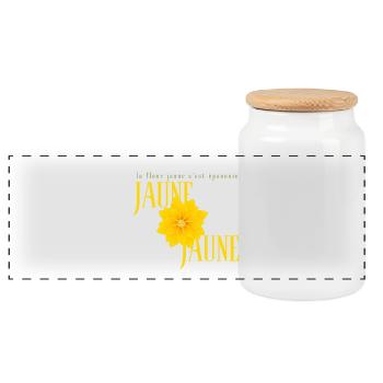 La fleur jaune épanouie - Panoramic Cookie Jar with Wooden Lid - white - Front