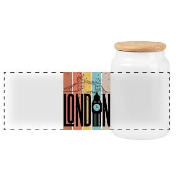 Silhouette des Blocs de Couleur de Londres - Boîte à biscuits avec couvercle en bois - blanc - Devant
