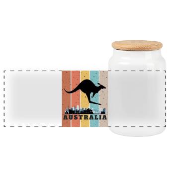 Känguru über der australischen Skyline - Panorama Keksdose mit Holzdeckel - Weiß - Vorne