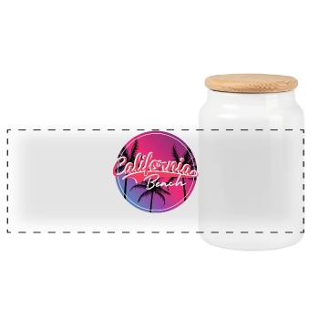 Écriture néon de California Beach - Boîte à biscuits avec couvercle en bois - blanc - Devant