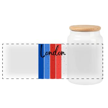 London Stripes Speckle Script - Boîte à biscuits avec couvercle en bois - blanc - Devant