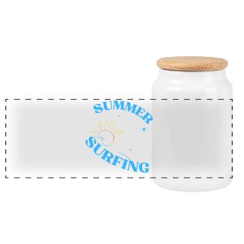 Tissu de surf d’été Vibe - Boîte à biscuits avec couvercle en bois - blanc - Devant