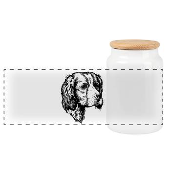 IRW Setter Portrait - Panoramic Cookie Jar with Wooden Lid - white - Front