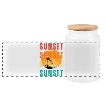 Sunset Palm Gradient - Panorama Keksdose mit Holzdeckel - Weiß - Vorne