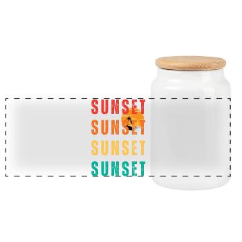 Wiederholungen des Sunset Palm Gradient - Panorama Keksdose mit Holzdeckel - Weiß - Vorne