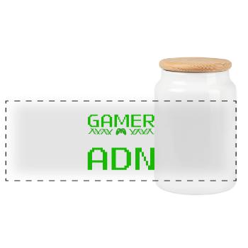 Natural Born Gamer: Gaming ist meine DNA - Panorama Keksdose mit Holzdeckel - Weiß - Vorne