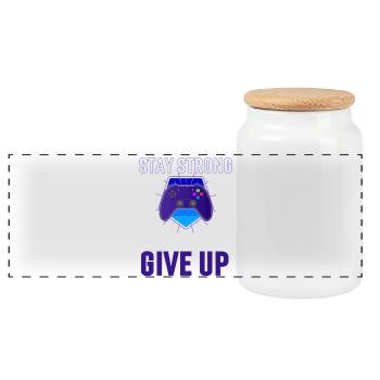 Reste fort Ne jamais abandonner Controller - Boîte à biscuits avec couvercle en bois - blanc - Devant