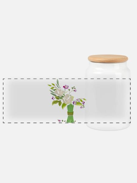 Blumenstrauss - Panorama Keksdose mit Holzdeckel - Weiß